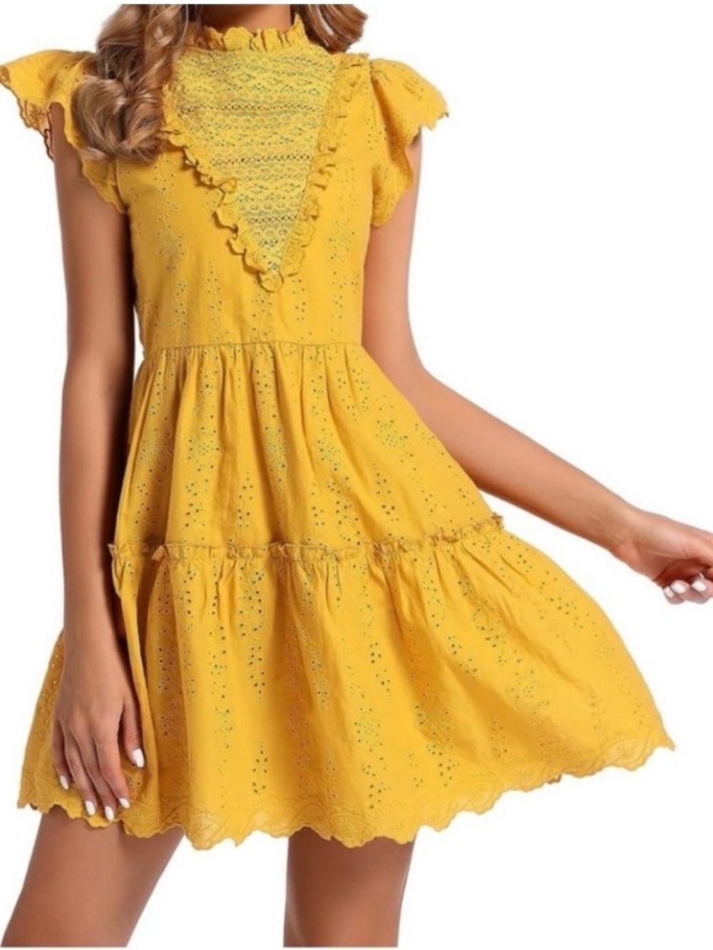 House of Harlow Eyelet Ruffle Dress